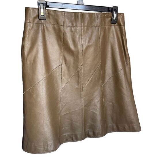 Sigrid Olsen Brown 100% Leather Skirt Size 6 - Picture 1 of 6